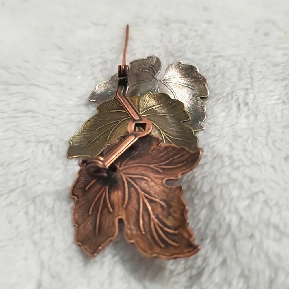 Vintage Tri-Tone MCM Leaf Brooch